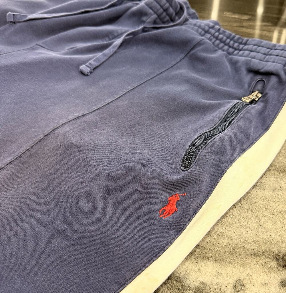 Vintage Polo Ralph Lauren 2XB Sweatpants Navy Red Pony Zip Pockets Big Size